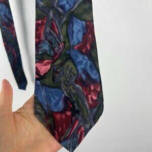 J. GARCIA Men's Silk Necktie USA Designer POET ABSORBS THE WAR Multi-Colored EUC